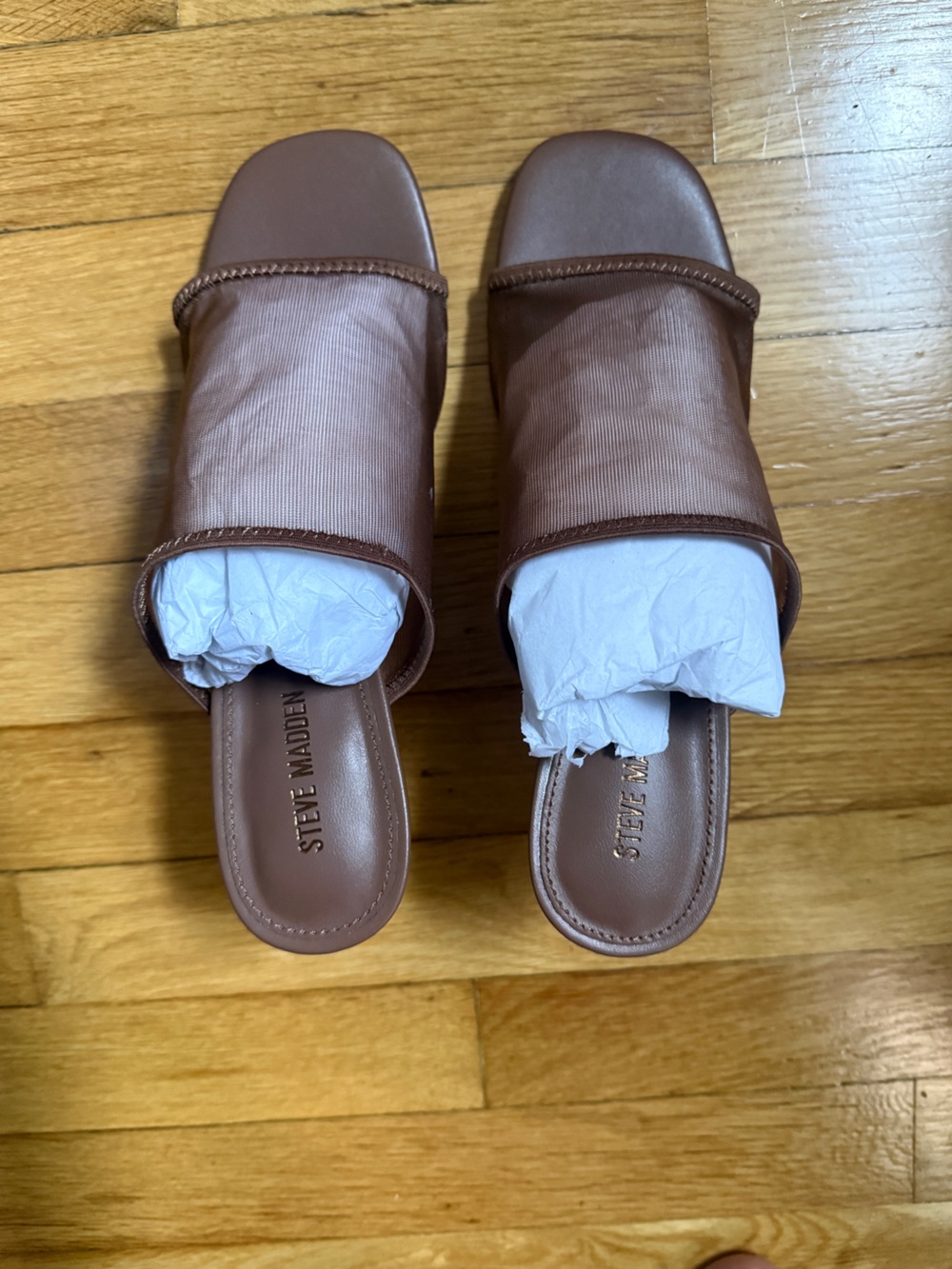 Steve Madden Brown Open-Toe Slide Mules